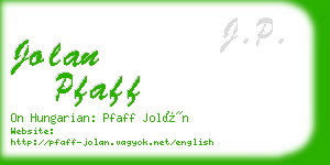 jolan pfaff business card